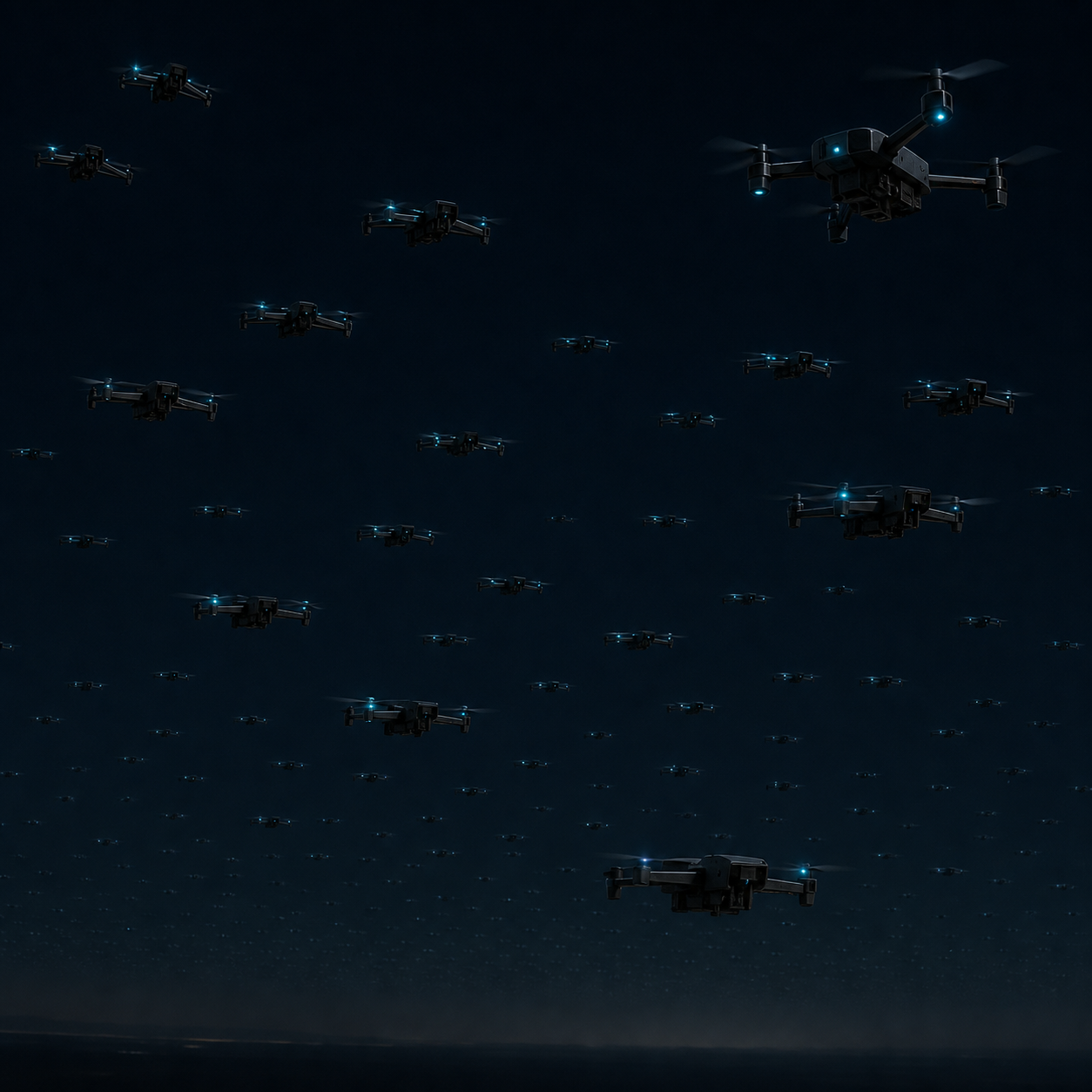 夜空中的自主無人機編隊